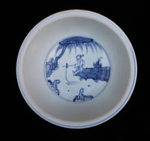 Load image into Gallery viewer, Ming period Blue and white bowl with Wu Zhen image. stock no. C 66