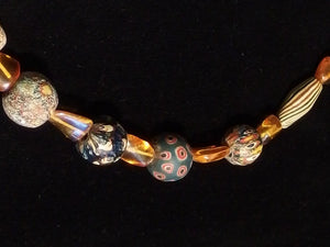 02 Amber and Mosaic bead necklace