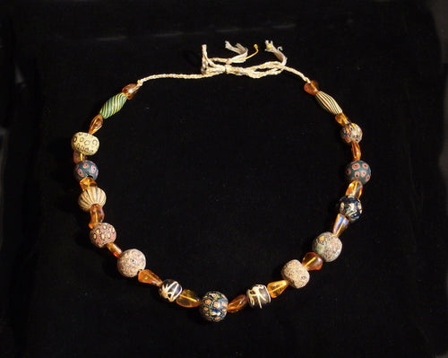 02 Amber and Mosaic bead necklace