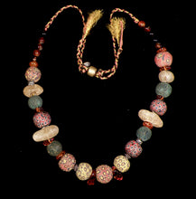 Load image into Gallery viewer, 27 Amber and mosaic bead necklace