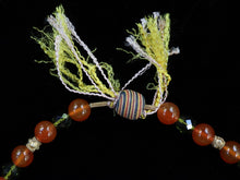 Load image into Gallery viewer, 39 Carnelian, green crystal and Balinese gold necklace.
